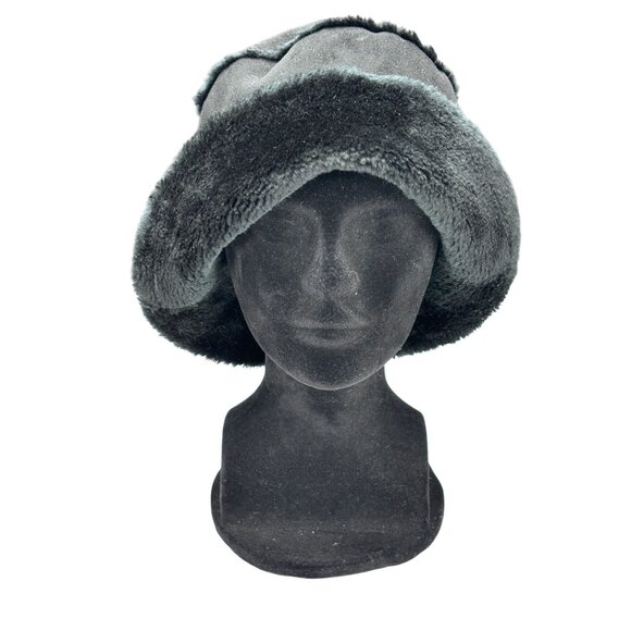 David & Young NY Womens Faux Fur Trimmed Black Bucket Hat main image 6